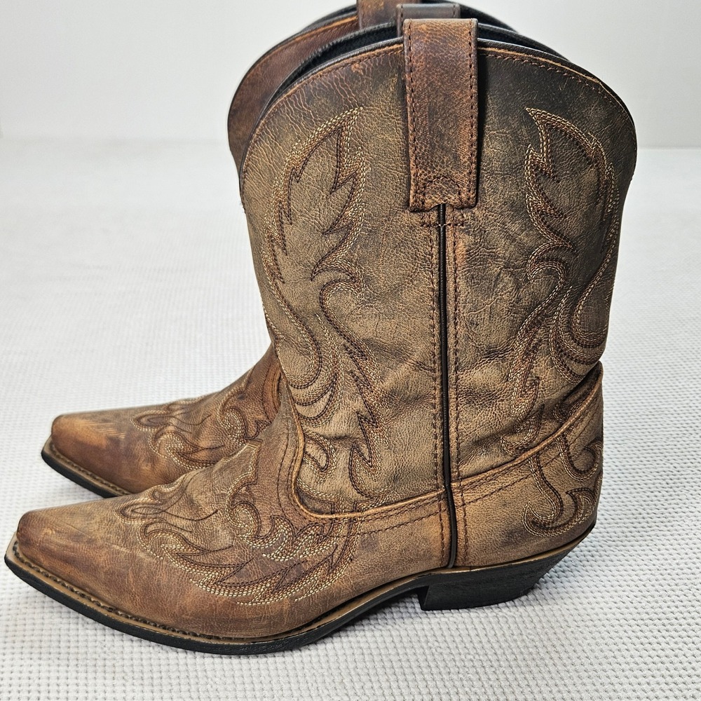 Laredo 52094 Womens Brown Distressed Leather Snip Toe Western Cowboy Boots 10M - Picture 14 of 16